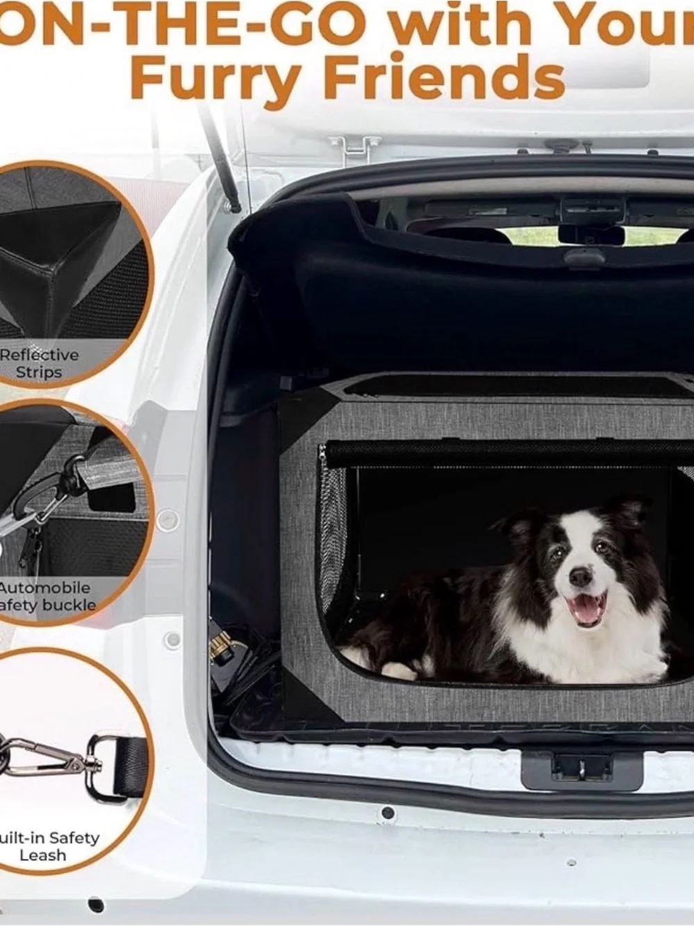 Nottia Folding Portable - SOFT PET - DOG - CRATE CARRIER KENNEL - GRAY